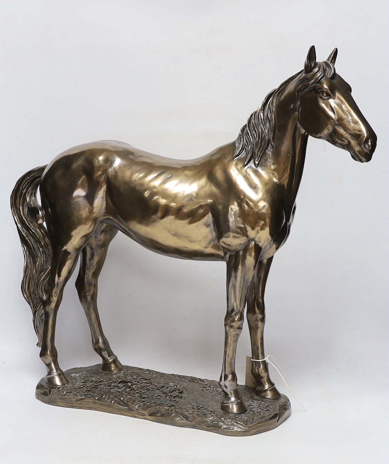 A bronze- inished horse model, 51cm